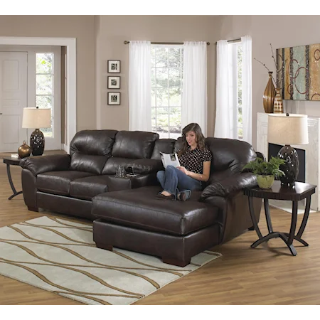 Three Seat Sectional Sofa with Console and Chaise